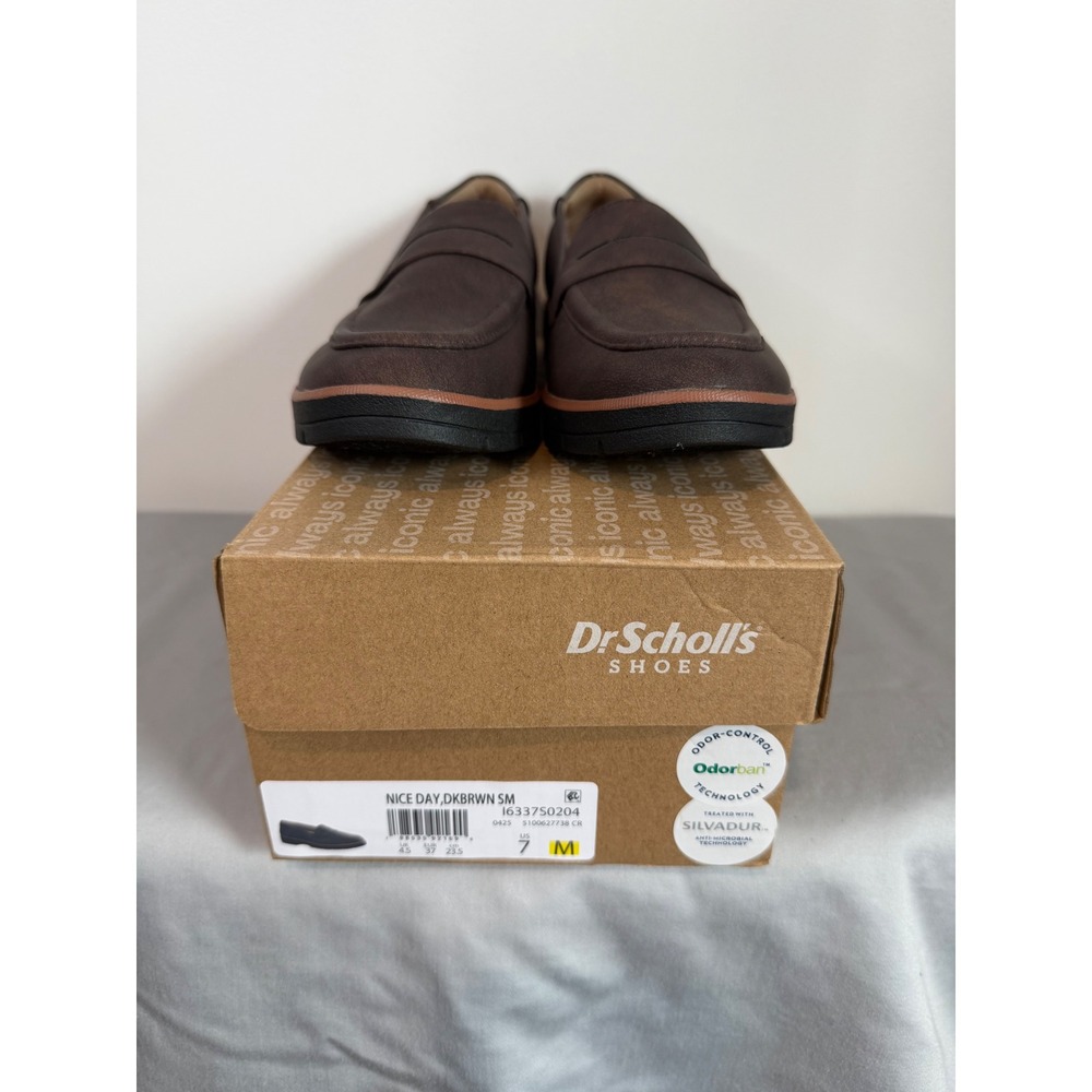 NWB Dr Scholls Nice Day Loafers Womens 7M Dark Brown Wedge Slip On Shoes